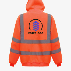 sweat capuche de travail orange personnalisé