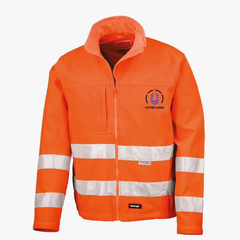 softshell haute visibilité orange fluo personnalisé