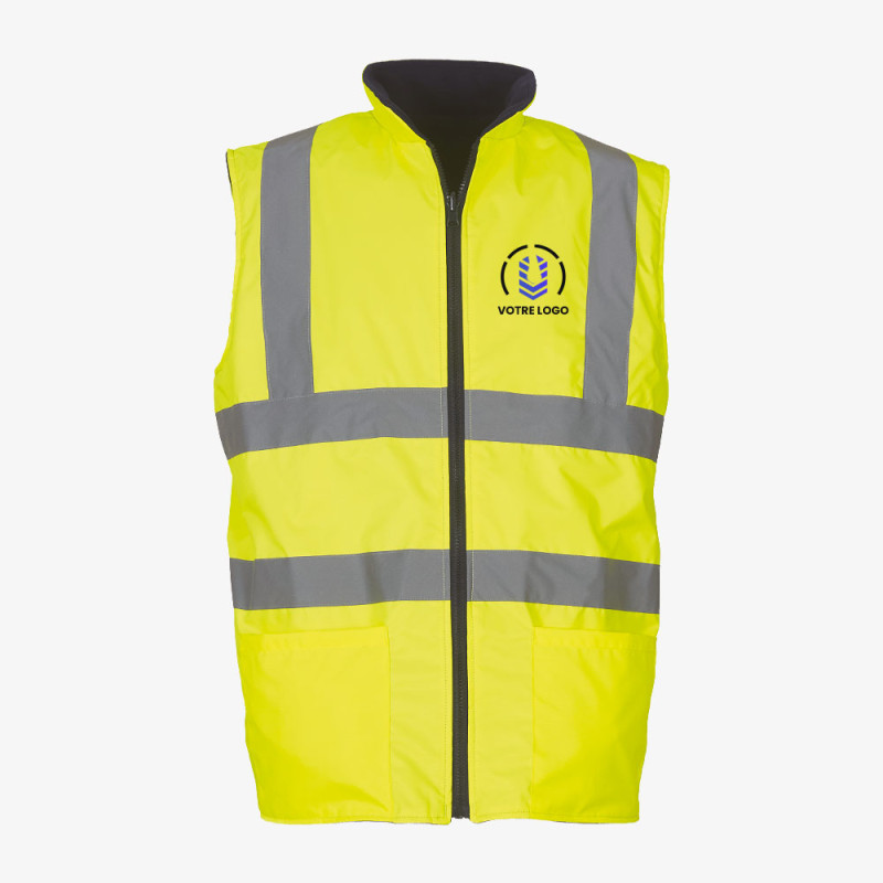 bodywarmer haute visibilité jaune fluo personnalisé