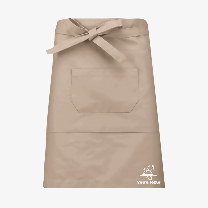 Tablier de Cuisine Court Personnalisé marron clair