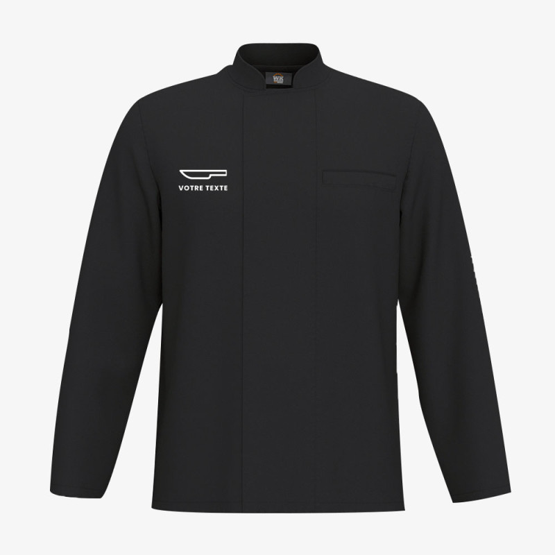 Veste de Cuisine Manche Longue Personnalisée noir face