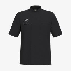 Veste de Cuisine Manche Courte Personnalisée noir face