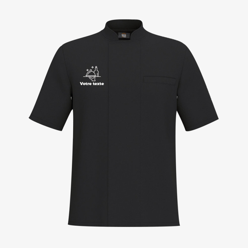 Veste de Cuisine Manche Courte Personnalisée noir face