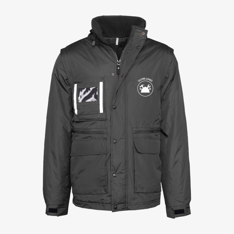 Parka Manches Amovibles Personnalisé gris foncé