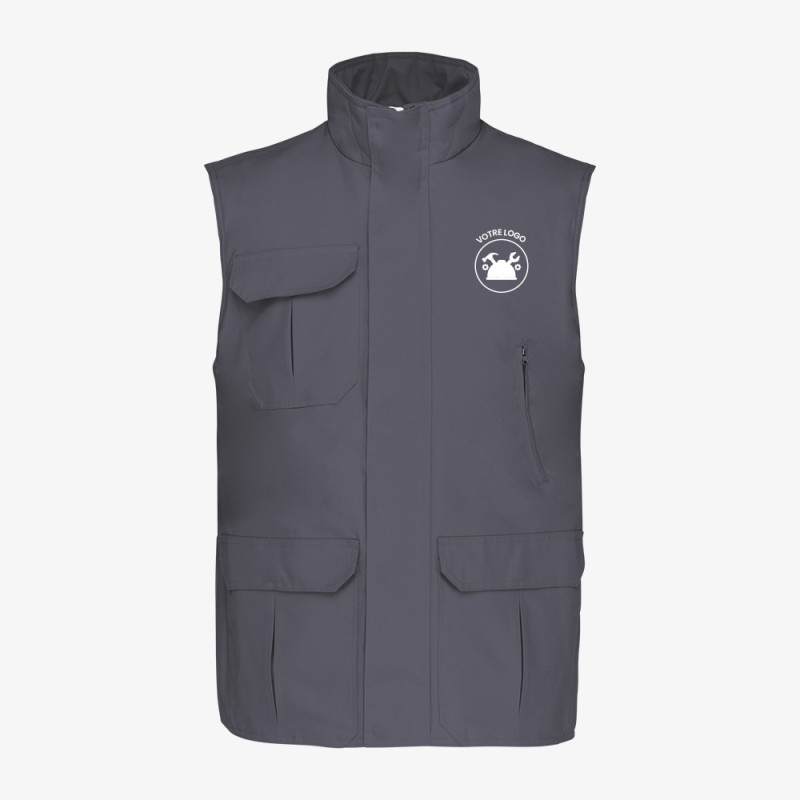 Bodywarmer de Travail Professionnel Personnalisé gris clair