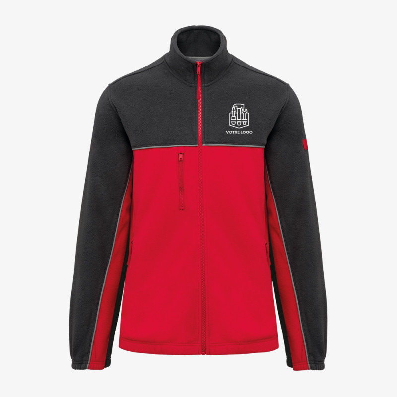 Veste Polaire Bicolore Personnalisée rouge - noir