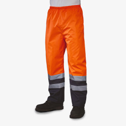 surpantalon haute visibilité orange et navy porté