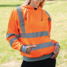 sweat capuche orange fluo porté